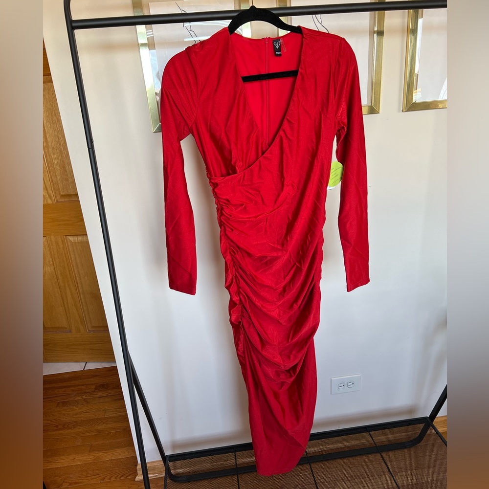 Windsor ruched satin finish dress